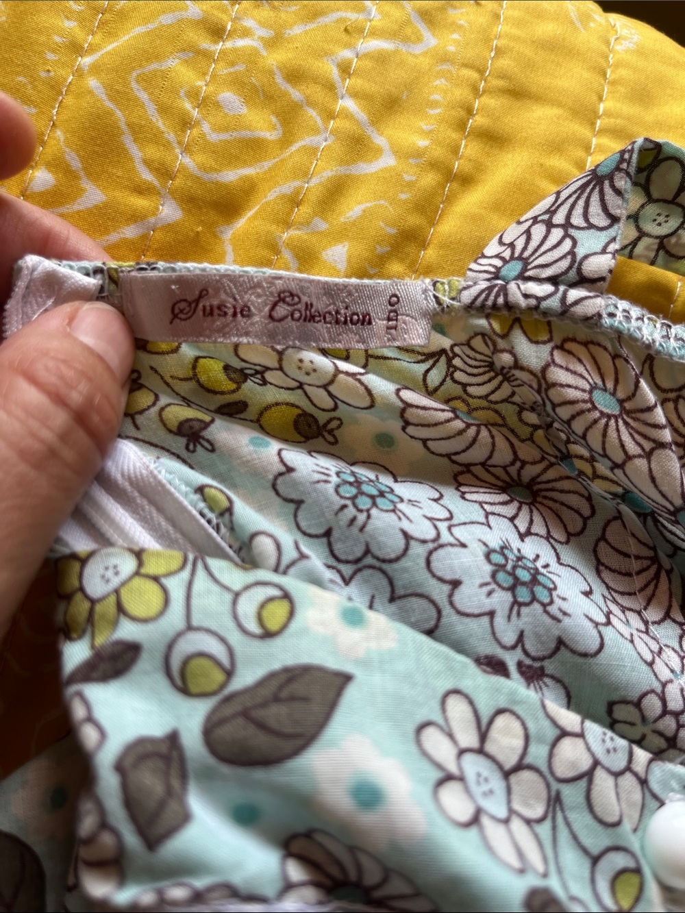 Floral Vintage Spaghetti-Strap Sundress in Aqua and Yellow - Picture 12 of 12